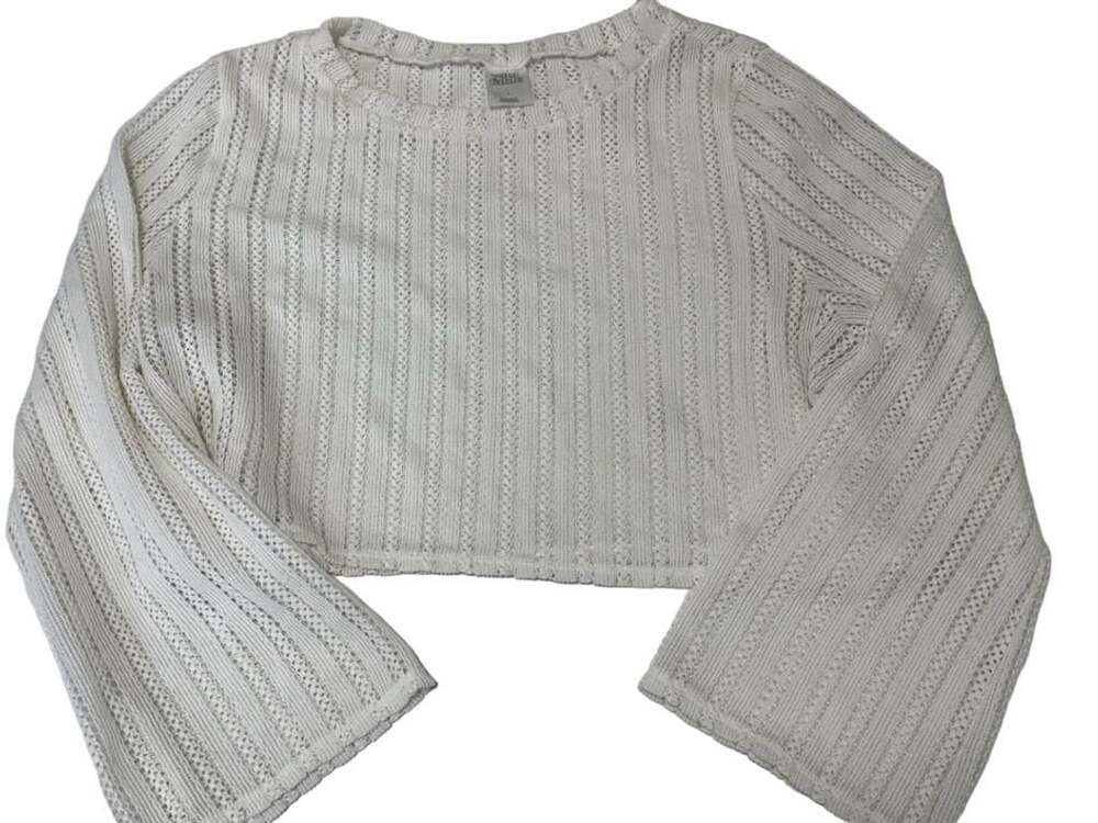 Wild Fable Cropped Sweater Size L White Knit Top